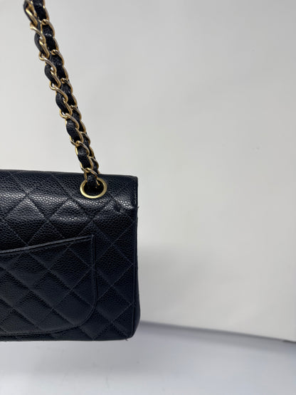 Chanel Double Flap Chain Black Caviar Leather