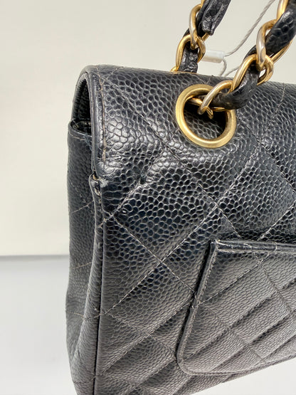 Chanel Double Flap Chain Black Caviar Leather