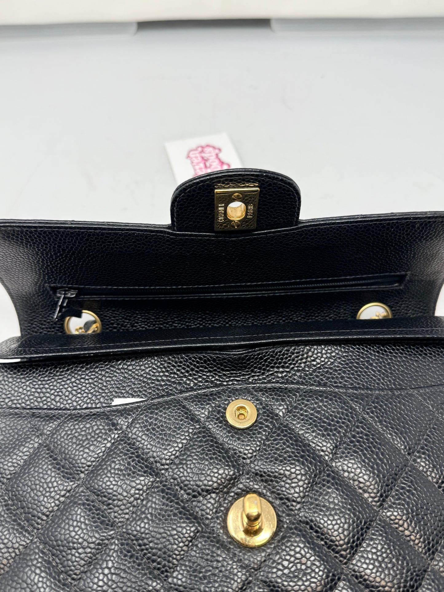 Chanel Double Flap Chain Black Caviar Leather