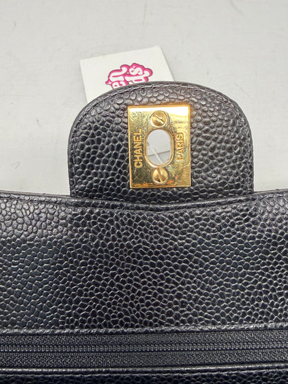 Chanel Double Flap Chain Black Caviar Leather