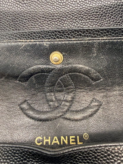 Chanel Double Flap Chain Black Caviar Leather
