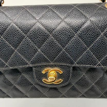 Chanel Double Flap Chain Black Caviar Leather