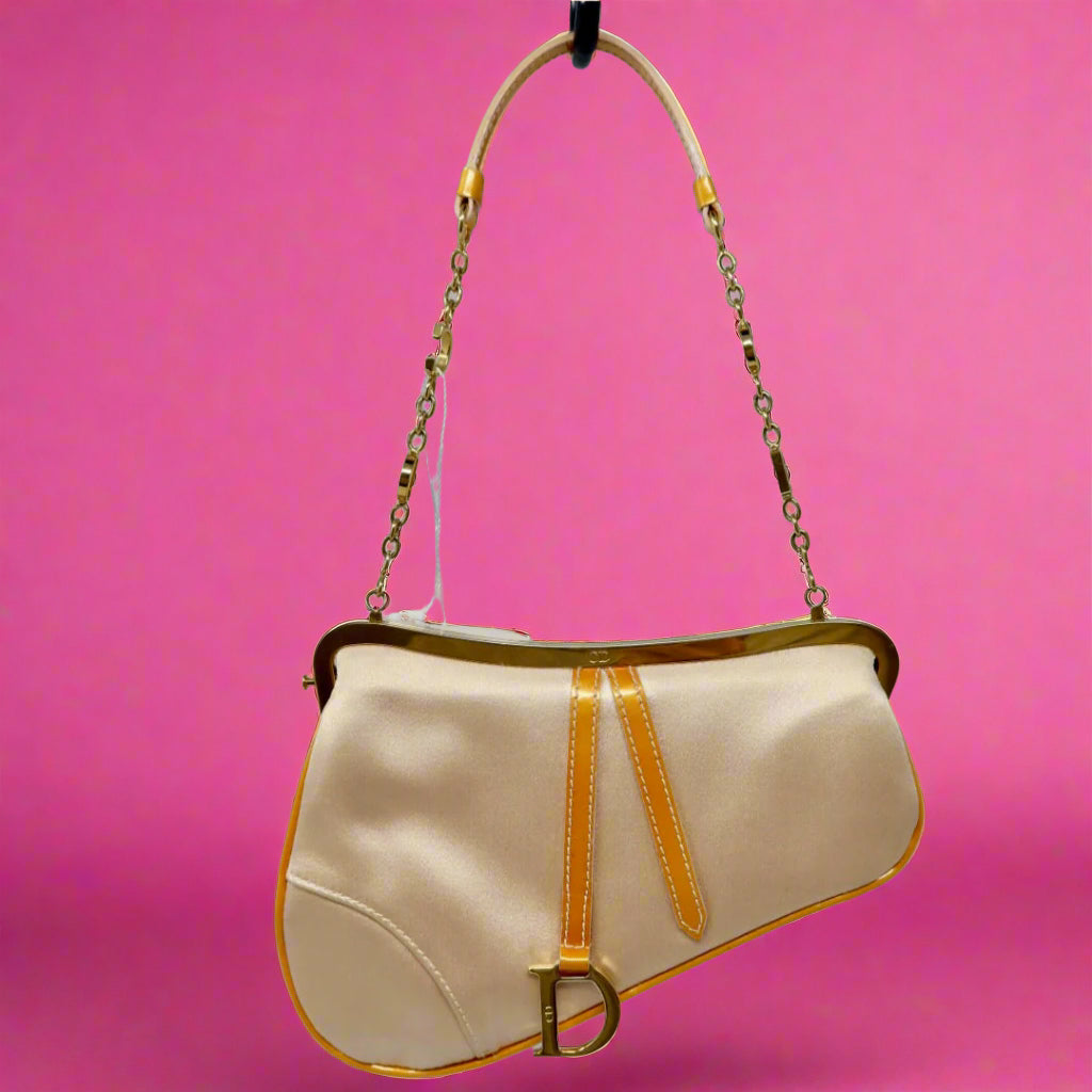 Dior Mini Saddle Orange Satin