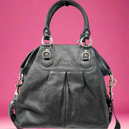 Coach Hand Bag Leather 2way Black