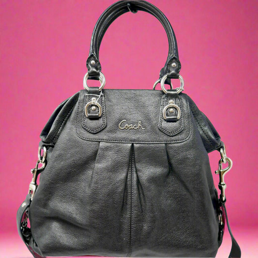 Coach Hand Bag Leather 2way Black