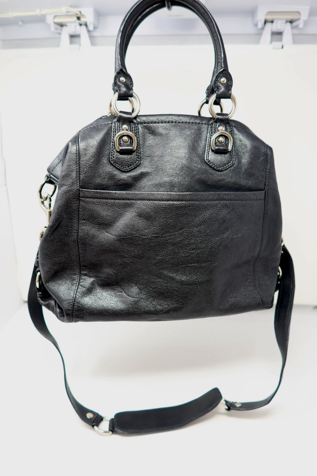 Coach Hand Bag Leather 2way Black