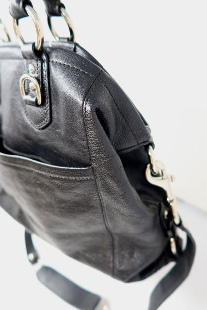 Coach Hand Bag Leather 2way Black
