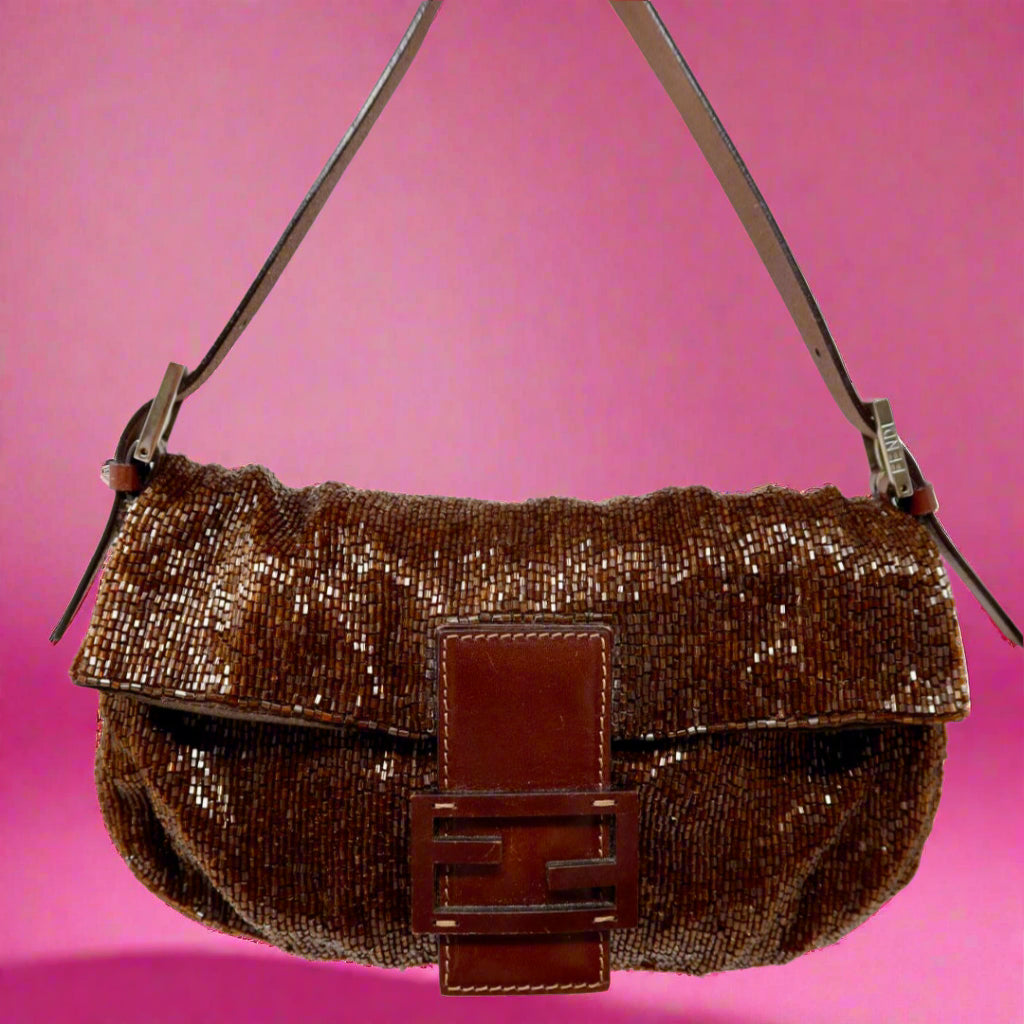 Fendi Baguette Brown Beaded