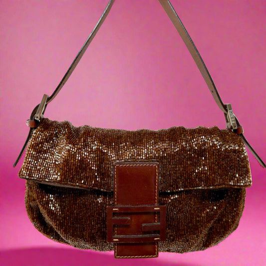 Fendi Baguette Brown Beaded