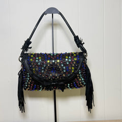 Sonia Rykiel Multicolor Gemstone Fringe Leather Shoulder Bag