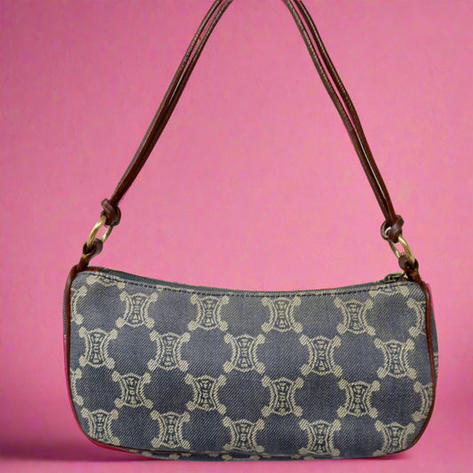Celine Macadam Blue Denim Pochette