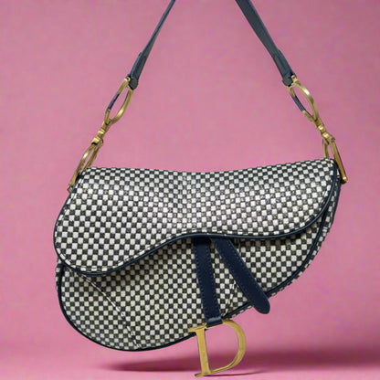 Dior Saddle Black & White Checkered