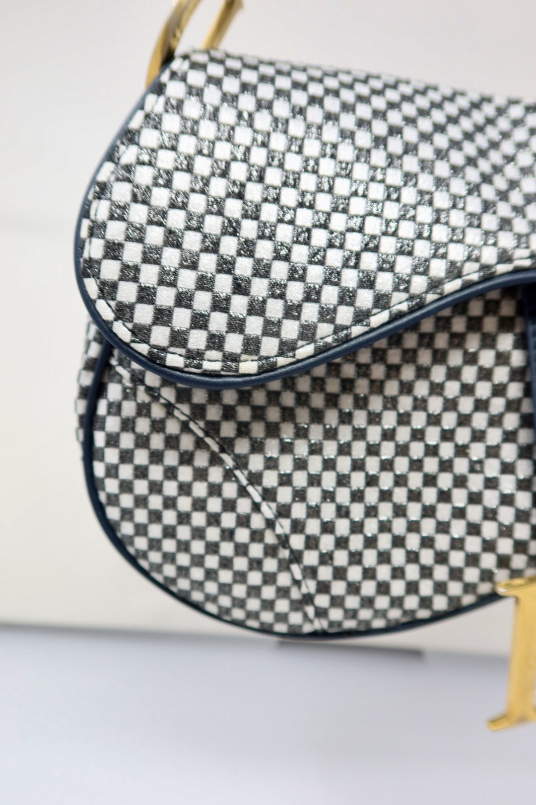Dior Saddle Black & White Checkered