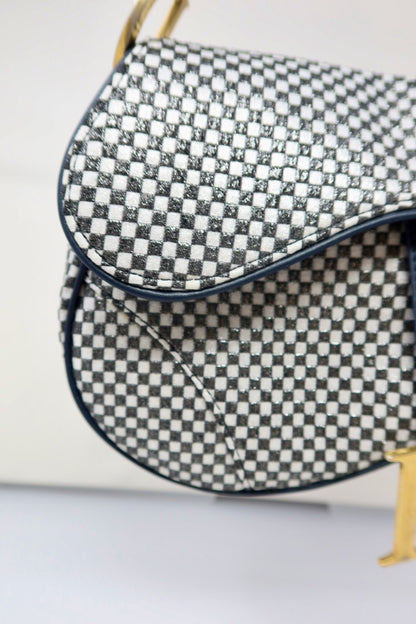 Dior Saddle Black & White Checkered