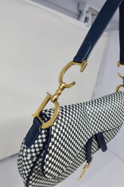 Dior Saddle Black & White Checkered