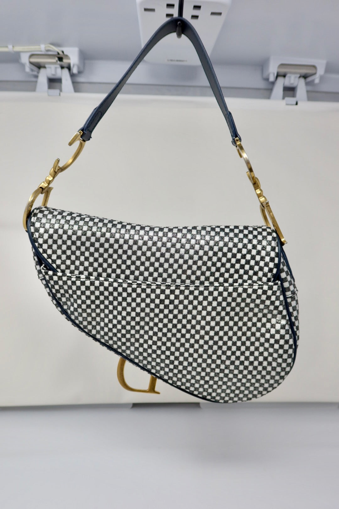 Dior Saddle Black & White Checkered