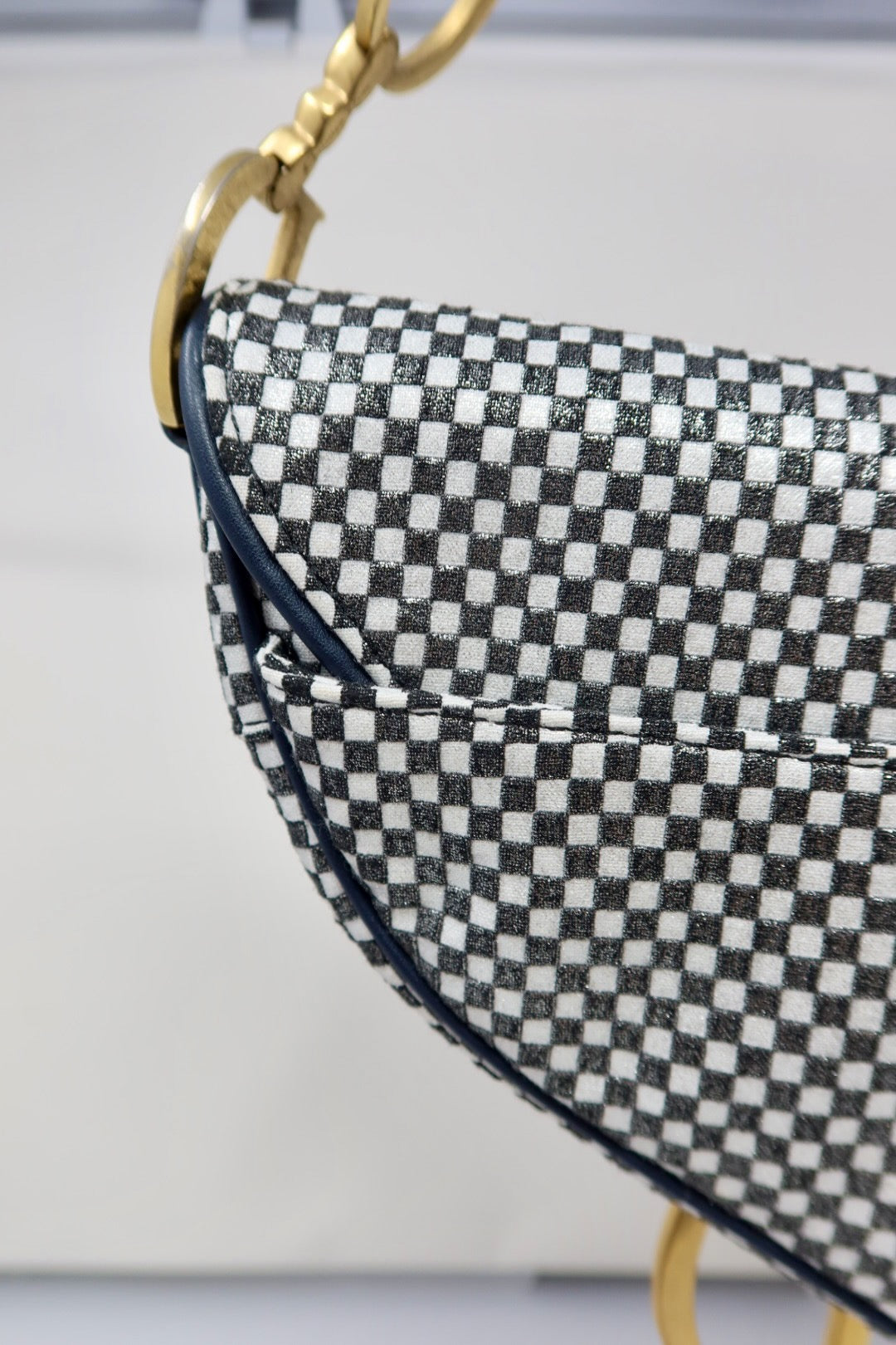 Dior Saddle Black & White Checkered