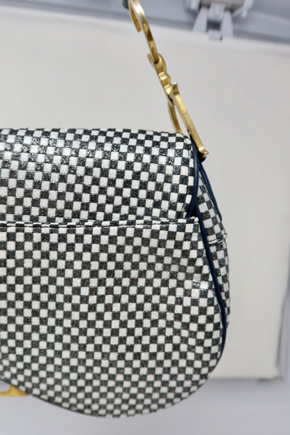 Dior Saddle Black & White Checkered