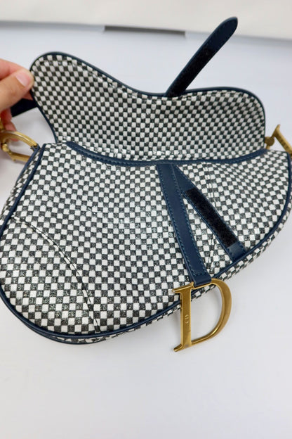 Dior Saddle Black & White Checkered