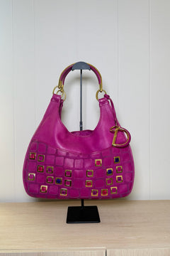 Christian Dior Jeweled Pink Leather Hobo Bag