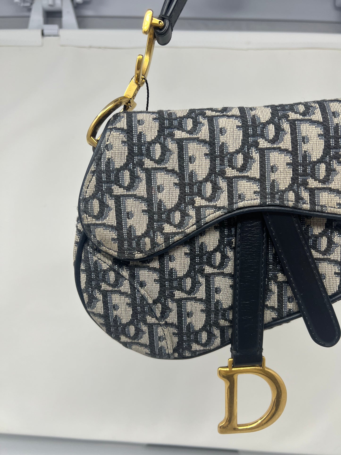 Christian Dior Mini Saddle Canvas Gray