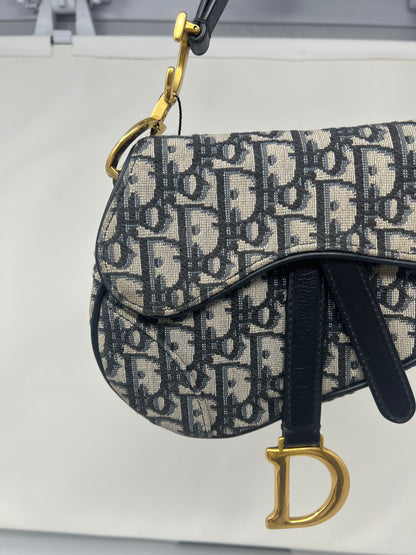 Christian Dior Mini Saddle Canvas Gray