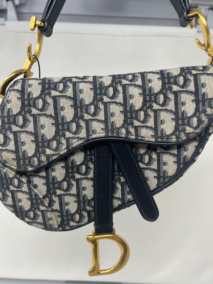 Christian Dior Mini Saddle Canvas Gray