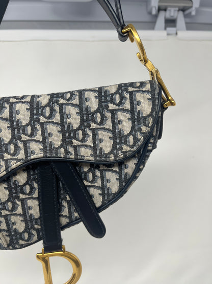 Christian Dior Mini Saddle Canvas Gray