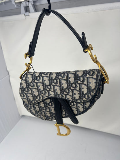 Christian Dior Mini Saddle Canvas Gray