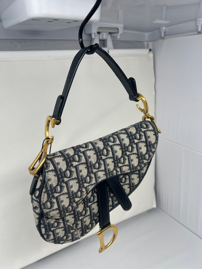 Christian Dior Mini Saddle Canvas Gray