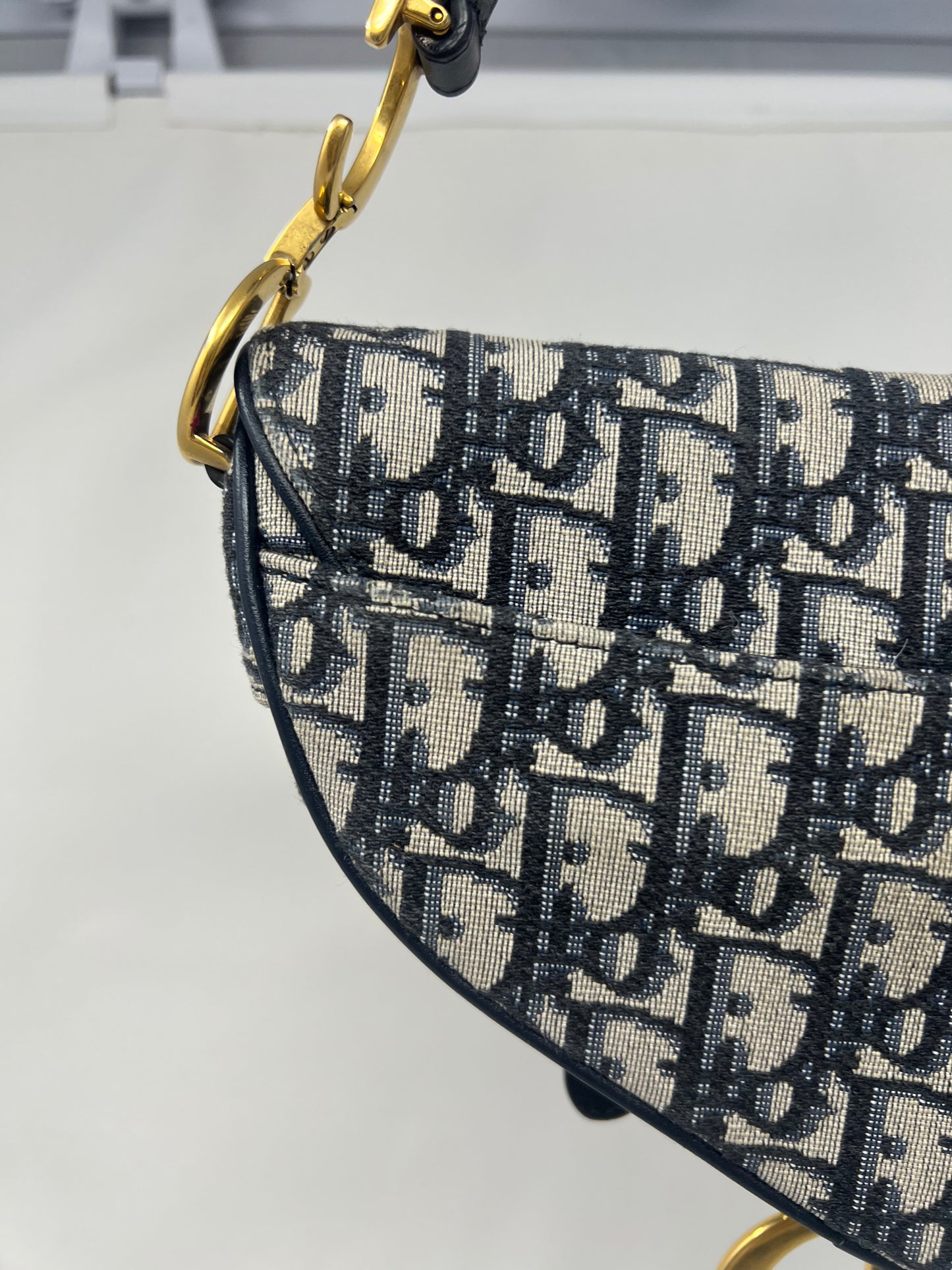 Christian Dior Mini Saddle Canvas Gray