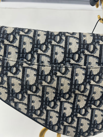 Christian Dior Mini Saddle Canvas Gray