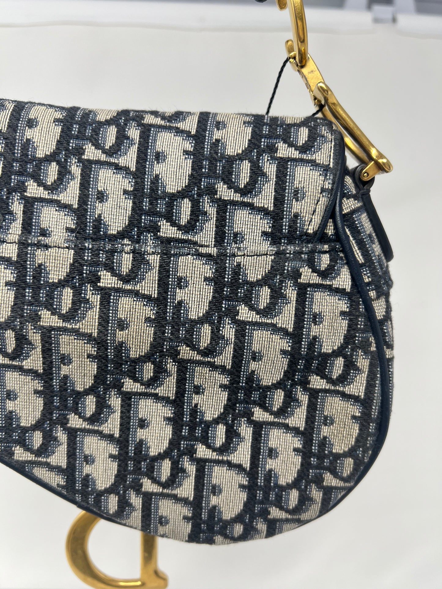 Christian Dior Mini Saddle Canvas Gray