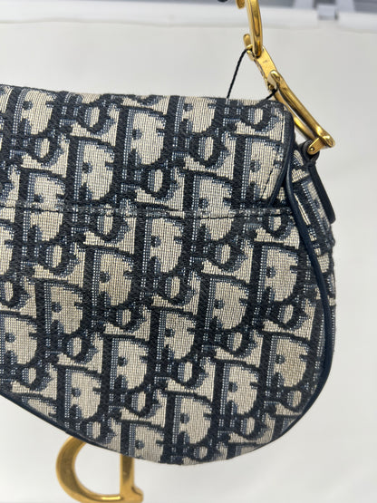 Christian Dior Mini Saddle Canvas Gray