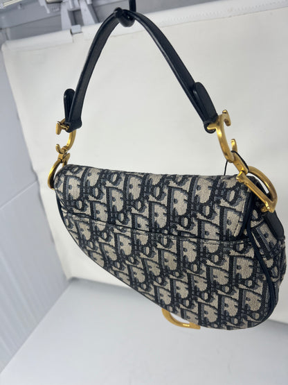 Christian Dior Mini Saddle Canvas Gray