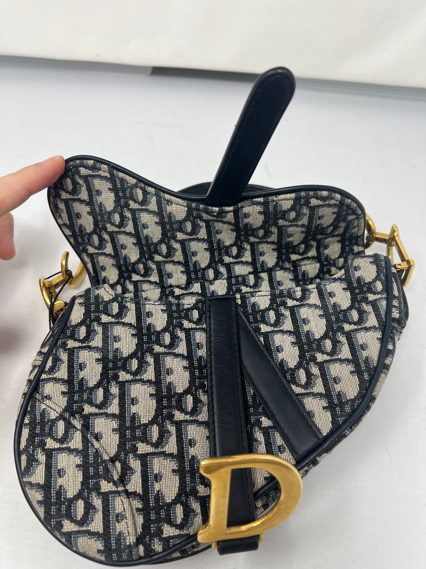 Christian Dior Mini Saddle Canvas Gray