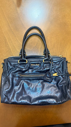 Miu Miu Black Leather Shine Vitello Bag