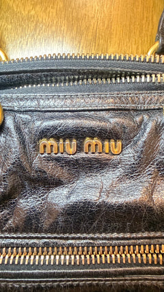 Miu Miu Black Leather Shine Vitello Bag