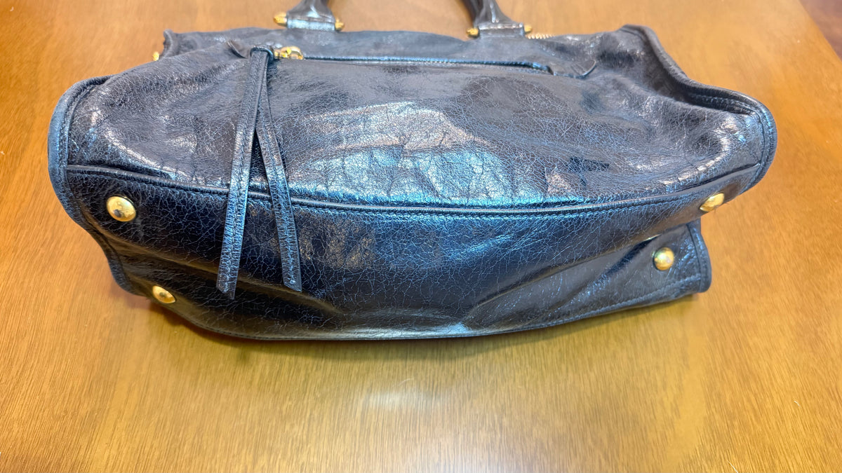 Miu Miu Black Leather Shine Vitello Bag