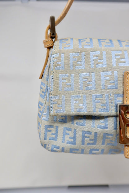 Fendi Mini Mamma Baguette Zucchino Light Blue