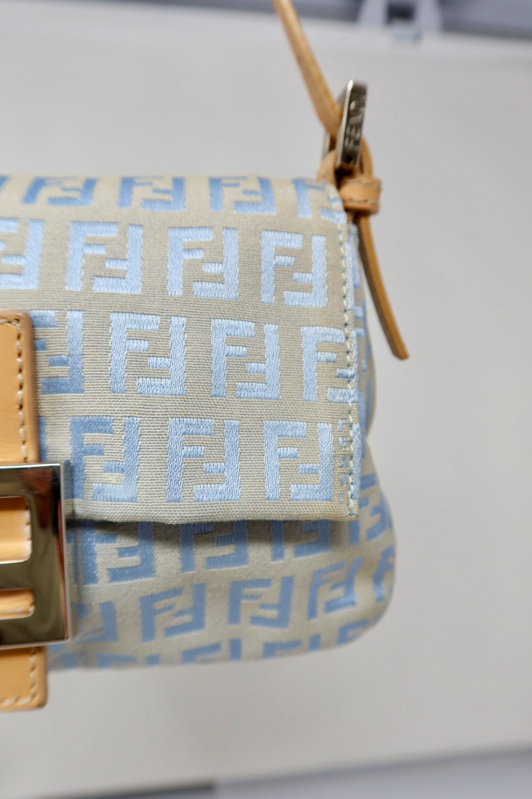 Fendi Mini Mamma Baguette Zucchino Light Blue