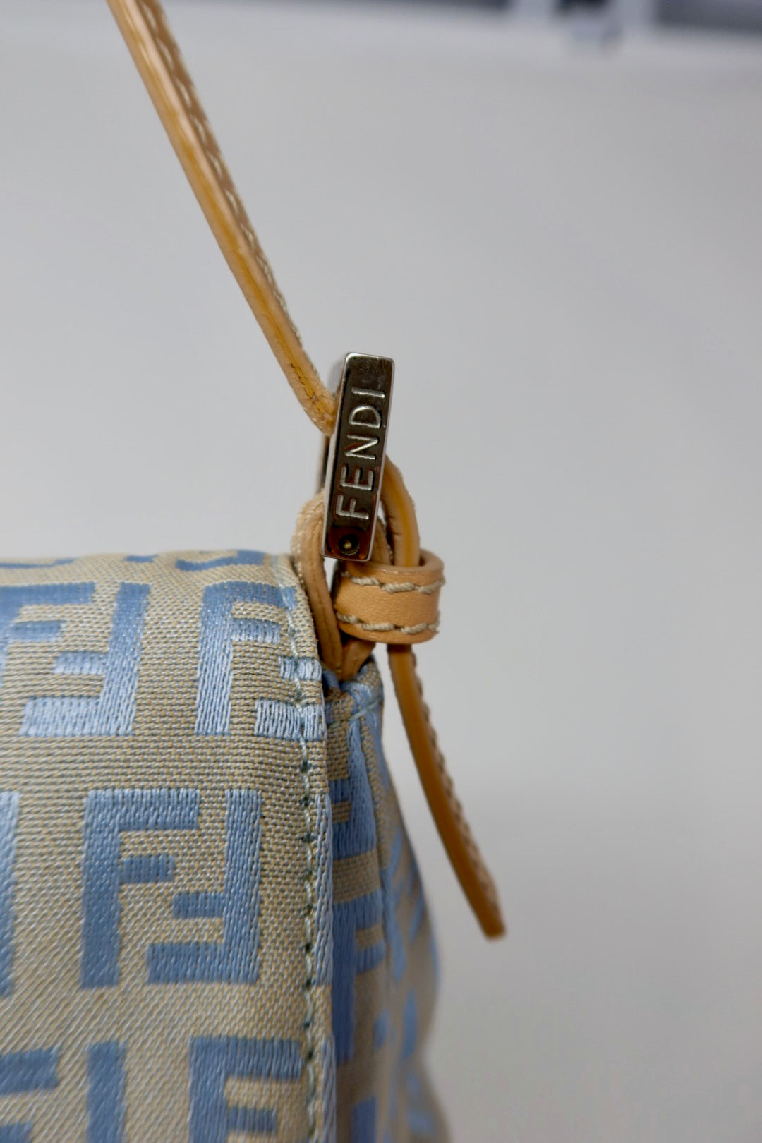 Fendi Mini Mamma Baguette Zucchino Light Blue