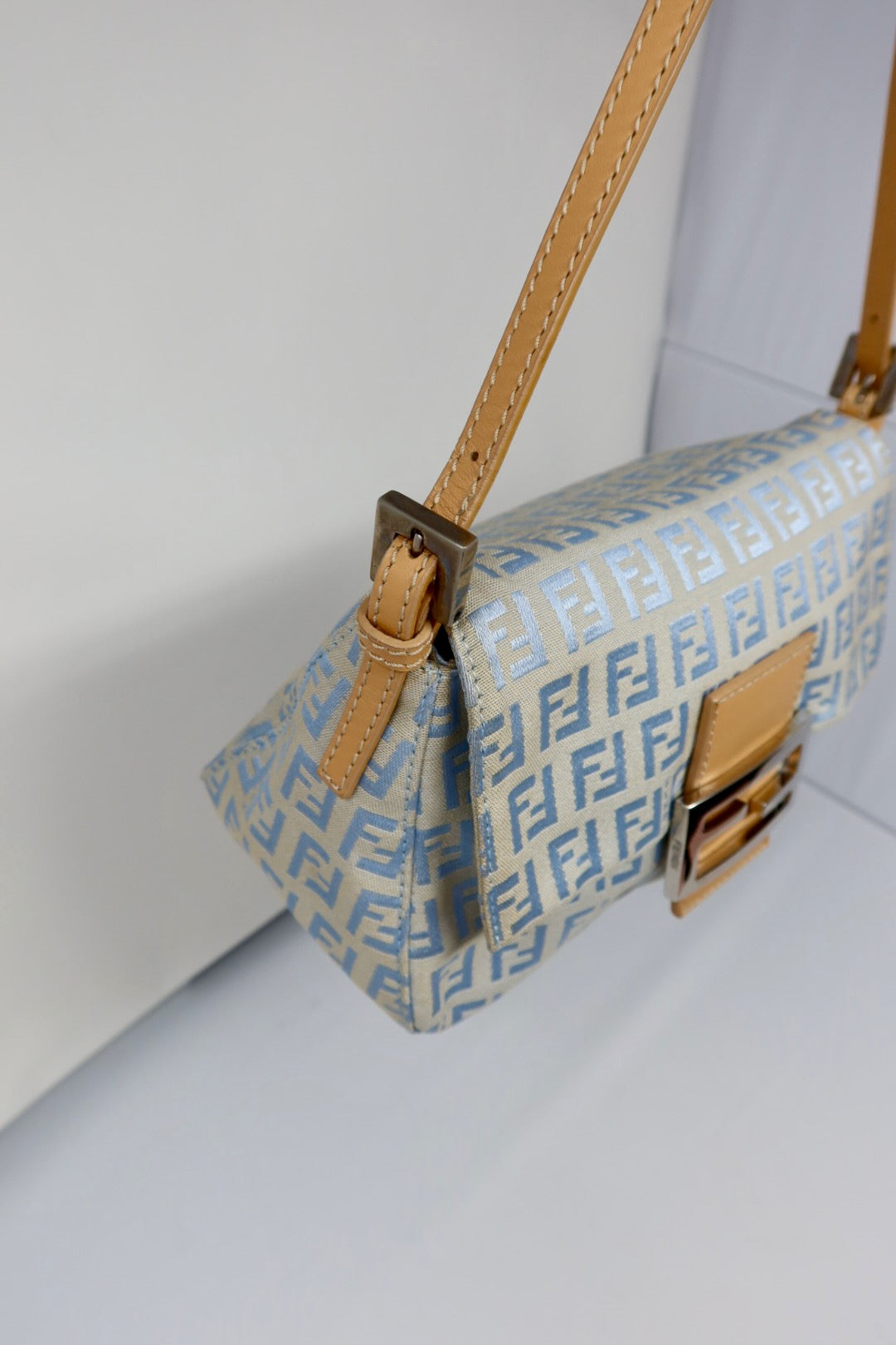 Fendi Mini Mamma Baguette Zucchino Light Blue