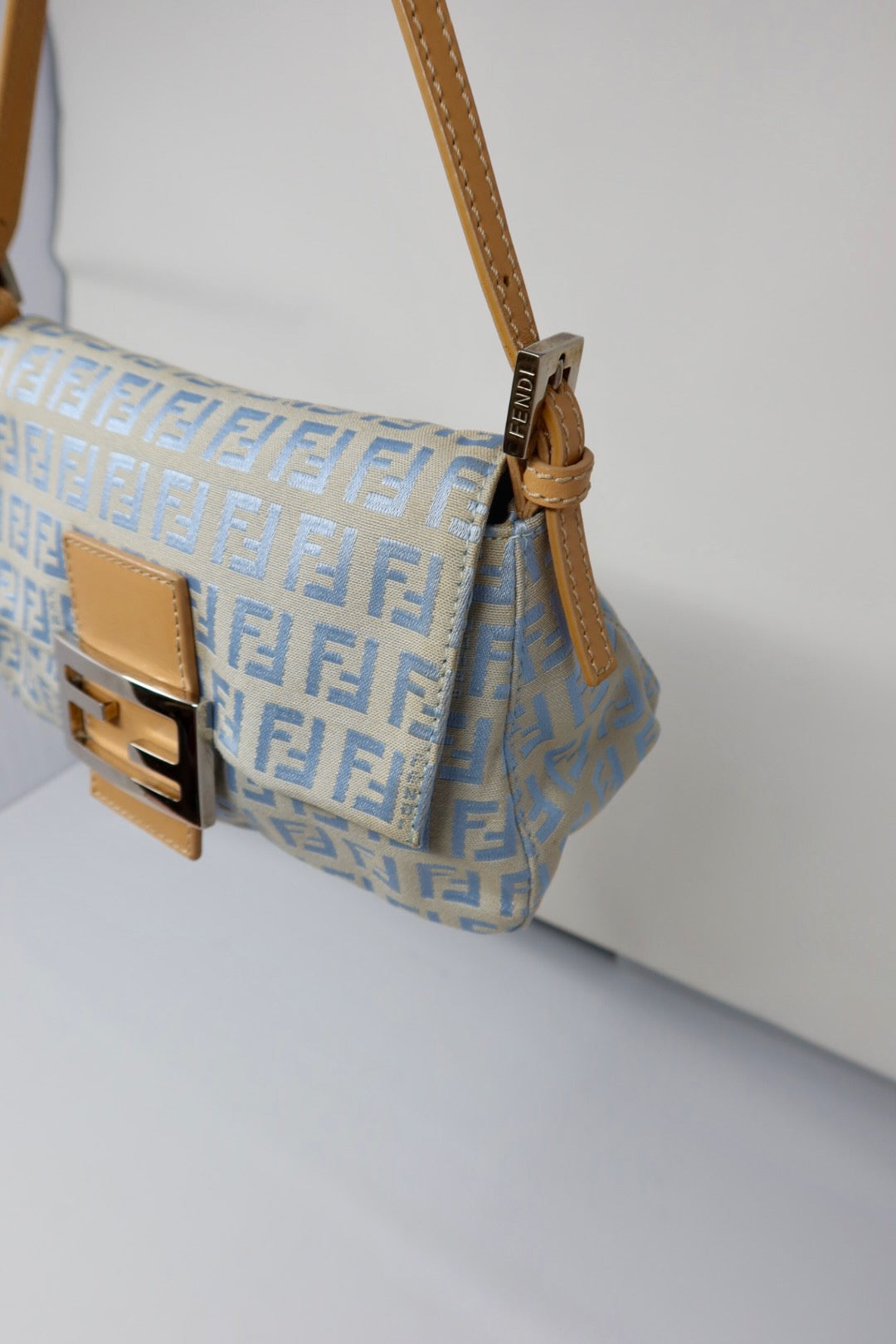 Fendi Mini Mamma Baguette Zucchino Light Blue