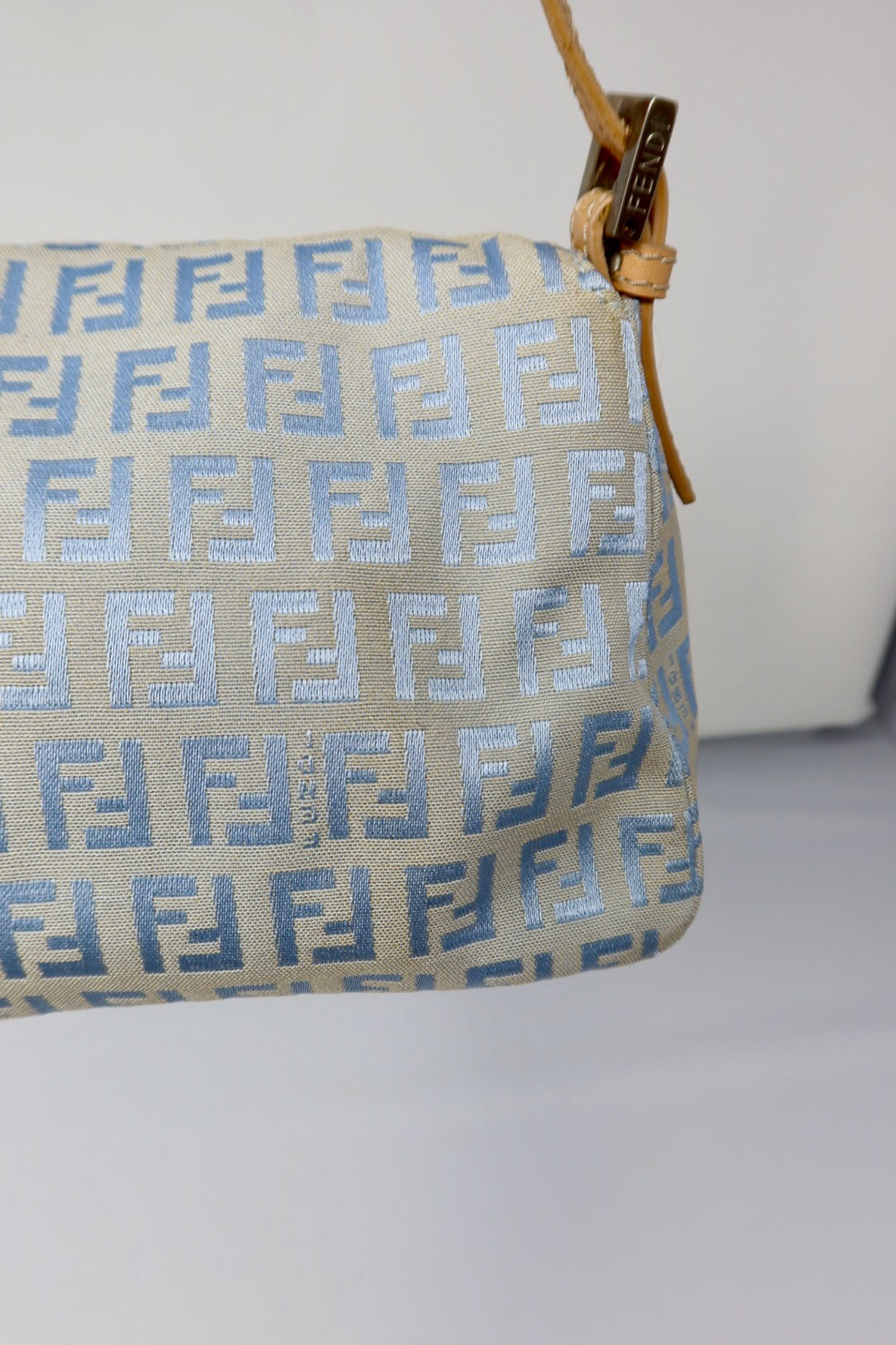 Fendi Mini Mamma Baguette Zucchino Light Blue
