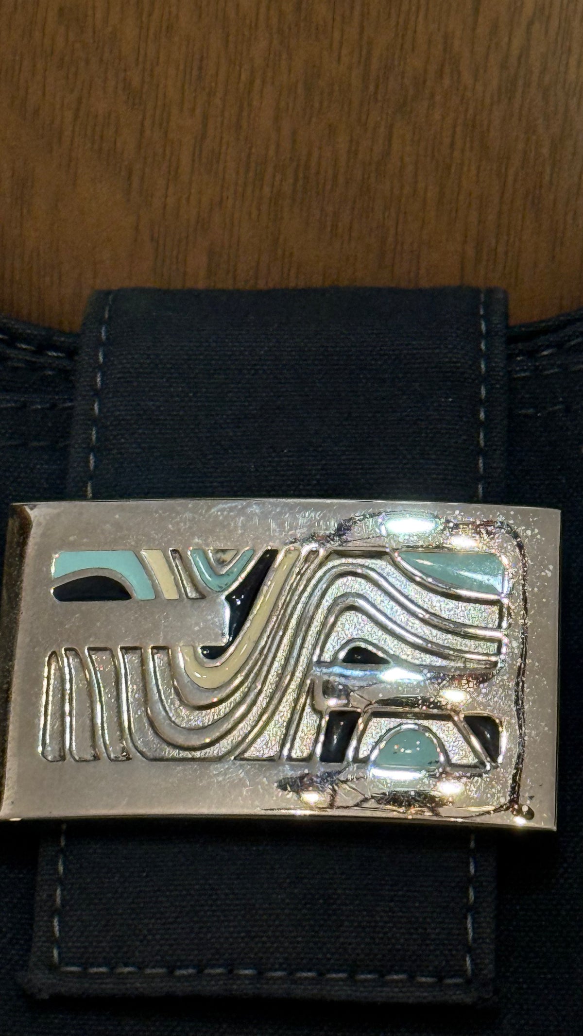 Fendi Navy Hobo Wave Buckle Detail