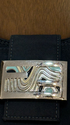 Fendi Navy Hobo Wave Buckle Detail