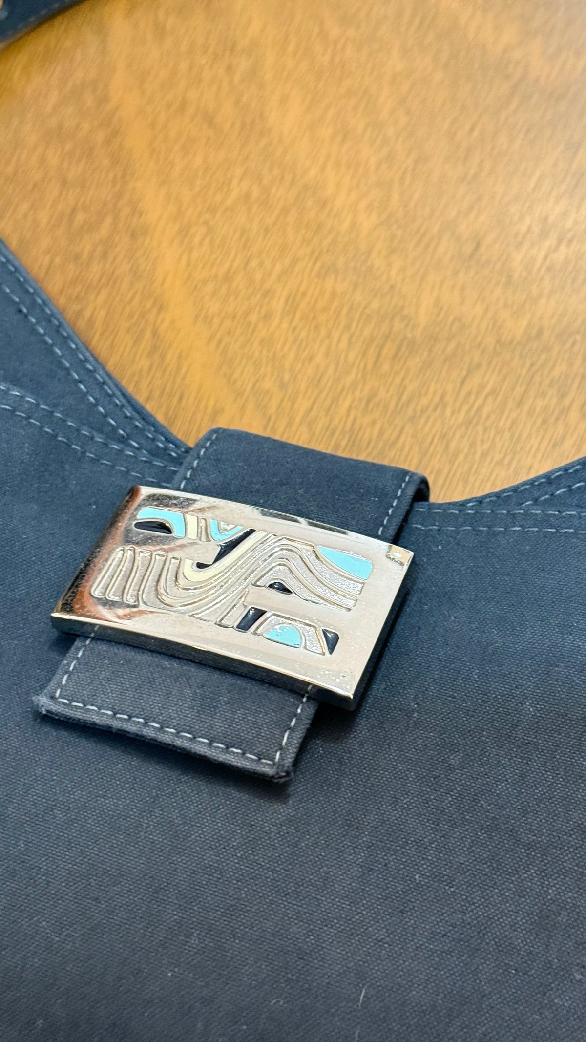 Fendi Navy Hobo Wave Buckle Detail