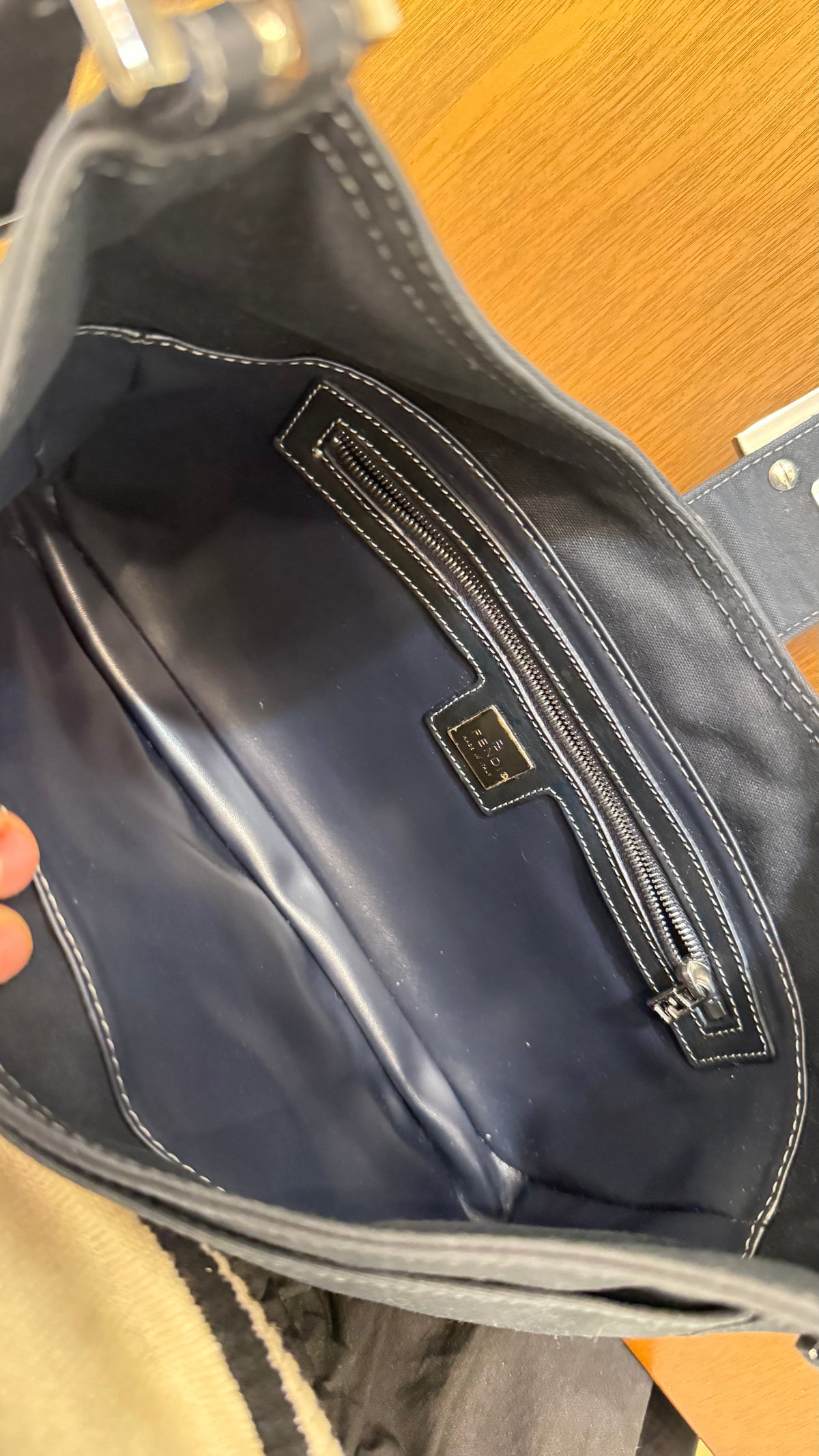 Fendi Navy Hobo Wave Buckle Detail