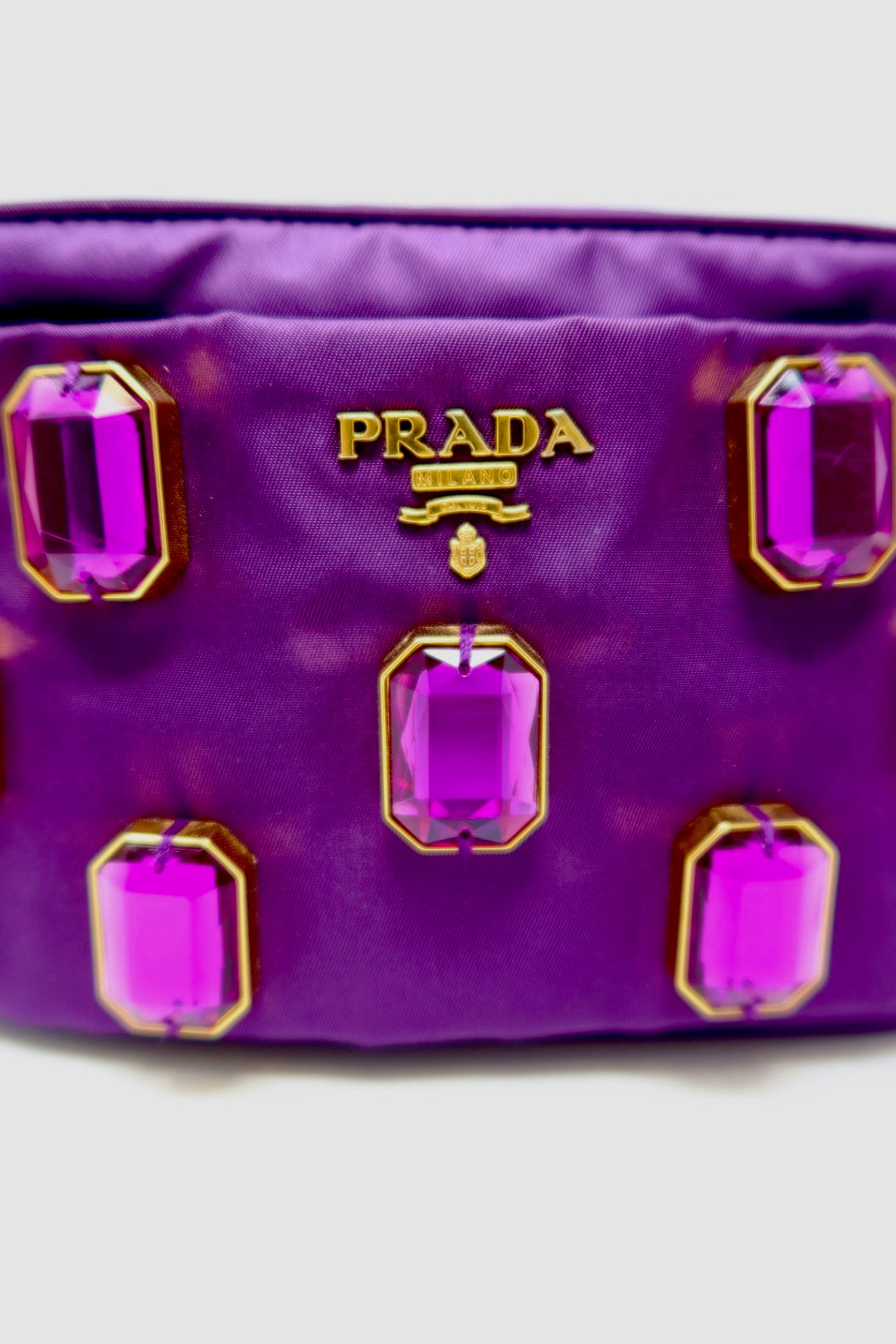 Prada Purple Crystals Nylon Pochette (comes with strap and original duster)
